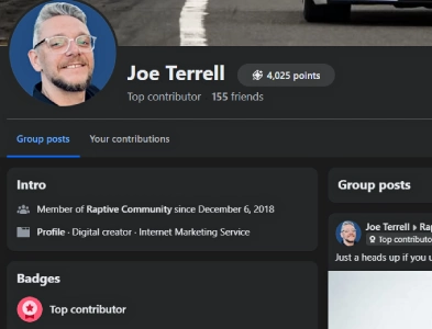 joe terrell on the raptive facebook group